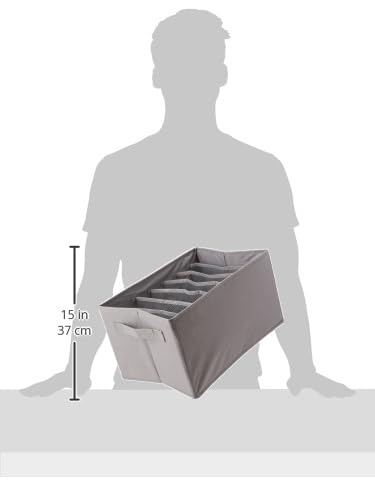 Amazon Basics Deep Drawer Organizer for Clothes, Collapsible Storage Boxes for Socks, Underwear and Baby Items, Set of 4, Gray | Pack of 2 - size: Pack of 2
