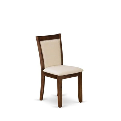 East West Furniture MZCNT32 Monza Parson Chairs - Light Beige Linen Fabric Upholstered Dining Chairs, Set of 2, Antique Walnut - color: Mzcnt32