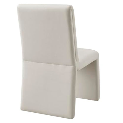 Modway Emory Upholstered Dining Side Chair in Alabaster - Single Armless Slipper Chair - Padded Performance Velvet Accent for Dining Room, Kitchen - color: Alabaster