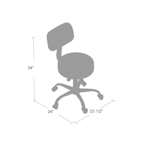 Boss Office Products B245-BK Be Well Medical Spa Stool with Back, Black - color: Black, style: With Back Cushion