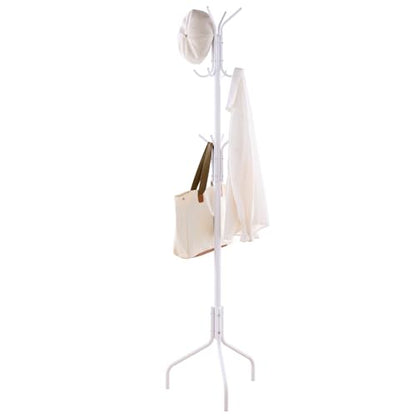 Coat Rack Freestanding for entryway,Living Room,Bedroom,Metal coat tree with12 Hooks and 3 Legs,hat stand (White) - color: White