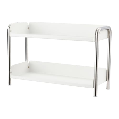 MOZIMABOX Cabinet Organizer Shelf, 2 Tier Kitchen Spice Rack Countertop Shelf Organizer, Stainless Steel Kitchen Storage Countertop Storage Shelf Container, (L, White) - size: L