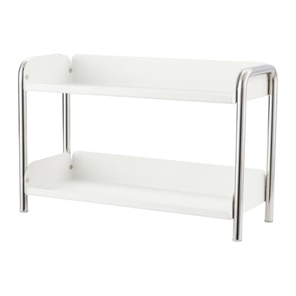 MOZIMABOX Cabinet Organizer Shelf, 2 Tier Kitchen Spice Rack Countertop Shelf Organizer, Stainless Steel Kitchen Storage Countertop Storage Shelf Container, (L, White) - size: L