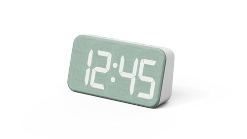 mooas Cosy Fabric LED Desk Clock, Digital Alarm Clock (Deep Green) | USB Charging Port, 12/24H Mode, Temperature Display, Alarm & Snooze, Cozy Atmosphere, Non-Slip Silicone pad for Stability - color: Deep Green
