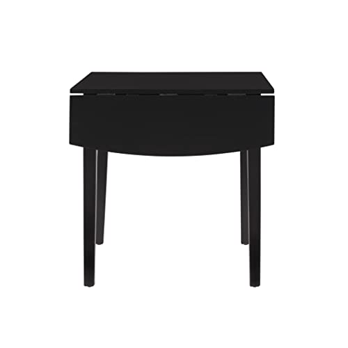 Linon Torino Black Wood 30" Square Drop Leaf Table - 30" X 48" Fully Extended - color: Black
