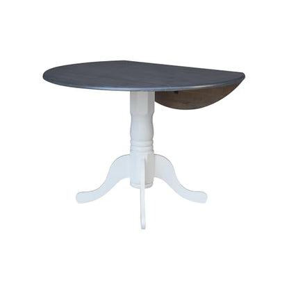 International Concepts Inch Dual 42 Drop Leaf Dining Table, White/Heather Gray - color: White/Heather Gray