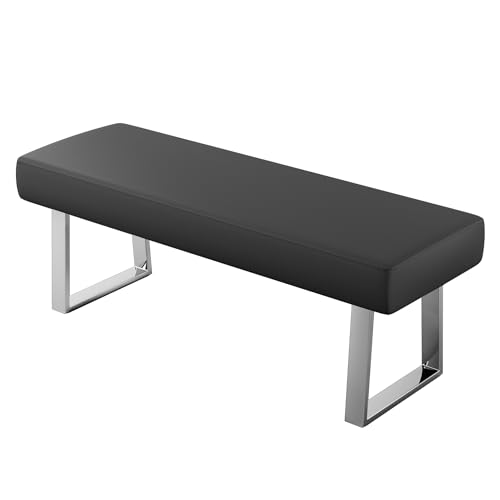 JIEXI 45.3'' Modern PU Leather Kitchen Entryway Bench w/Sturdy Metal Legs | Heavy Duty Chrome Metal Legs, Sturdy Frame, Ideal for Entryway Dining Room Living Room - color: Black, size: 45 IN