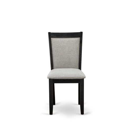 East West Furniture MZC6T06 Monza Parson Chairs - Shitake Linen Fabric Padded Dining Chairs, Set of 2, Wirebrushed Black - color: Mzc6t06