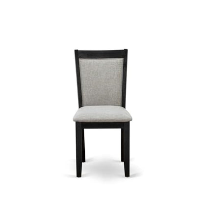 East West Furniture MZC6T06 Monza Parson Chairs - Shitake Linen Fabric Padded Dining Chairs, Set of 2, Wirebrushed Black - color: Mzc6t06