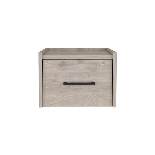 Tuhome Boa Floating Nightstand, Wall-Mounted Bedside Table with 1 Drawer, 13.8" W x 9.8" H Engineered Wood Small Night Stand for Bedroom, White - color: Light Grey
