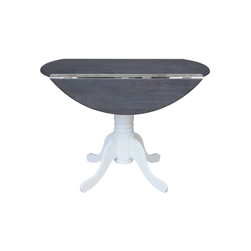 International Concepts Inch Dual 42 Drop Leaf Dining Table, White/Heather Gray - color: White/Heather Gray