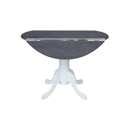 International Concepts Inch Dual 42 Drop Leaf Dining Table, White/Heather Gray - color: White/Heather Gray