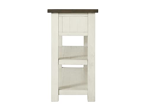 Martin Svensson Home Monterey Solid Wood Sofa Console Table, Cream & Brown | Farmhouse Style, Pine Wood, Two Drawers, Two Open Shelves for Storage - color: Cream White With Brown Top