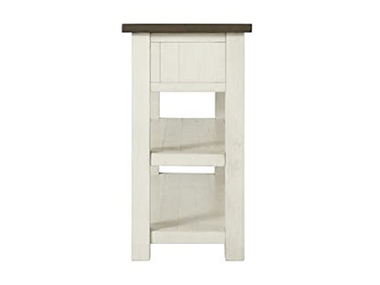 Martin Svensson Home Monterey Solid Wood Sofa Console Table, Cream & Brown | Farmhouse Style, Pine Wood, Two Drawers, Two Open Shelves for Storage - color: Cream White With Brown Top