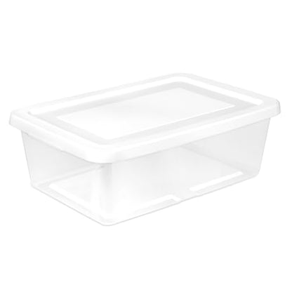 Sterilite Storage Box Stackable Tote, White, 12 Quart, 24 Pack | Clear Plastic Container with Secure Snapping Lids for Home and Office Organization - size: 12Qt, style: 24 Pack