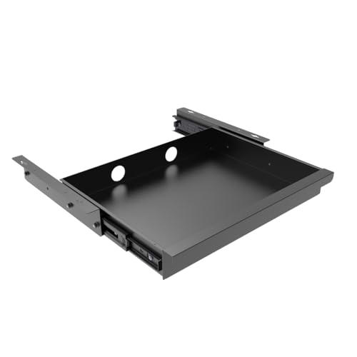 Under Desk Mounted Sliding Pull-out Drawer W 19.2" x D 13.4" | Office Desk Storage Organizer for Sit Stand Workstation, Metal, Black (Large) - size: 1TierLarge