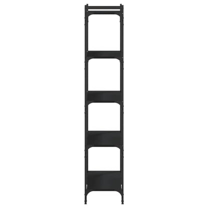 5-Tier Industrial Bookcase Black 11.8x31.5x60.6 in Engineered Wood & Metal Frame Adjustable Shelves Matte Finish Small Bookshelf for Living Room Bedroom Office - color: Black, size: 5-Tier