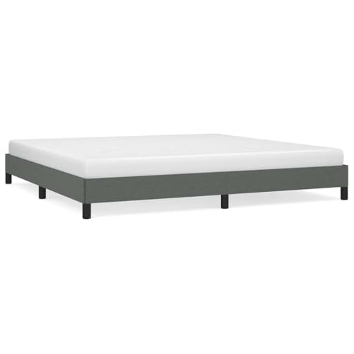 Dark Grey King Upholstered Bed Frame 76 x 80 Matte Polyester Fabric Platform Base for Modern Bedroom, Breathable Tufted Headboard, Tool-Free Assembly, for Master & Guest Rooms - color: Grey, size: 76" x 79.9" King