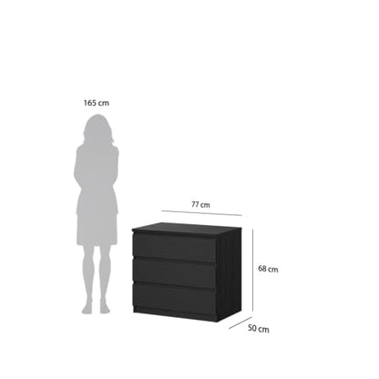Tvilum Scottsdale 3 Drawer Chest in Black Woodgrain - color: Black Woodgrain