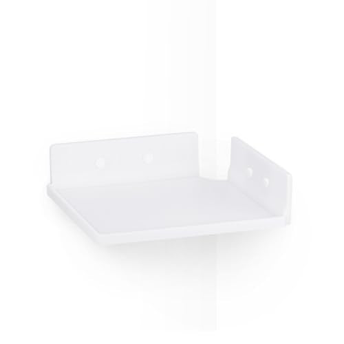 22.9cm(9인치) 소형 코너 선반 마운트, 접착제 및 나사 인, 스피커, 카메라, 베이비 모니터, 식물, 책 전자 제품, 수집품 등용, 플로팅 선반 (화이트) Brainwavz - color: 22.9cm(9인치) 코너