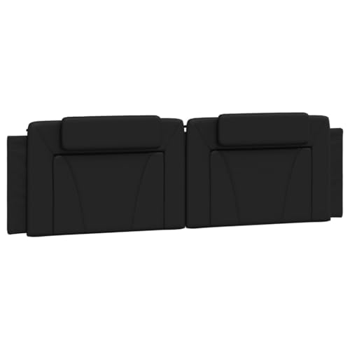 72 Inch Wall Mounted Headboard Cushion, Matte Faux Leather Backrest Pillow for Bed, Padded Reading Support for Bedroom Relaxation, Modern Black - color: Black, size: 72 inches wide