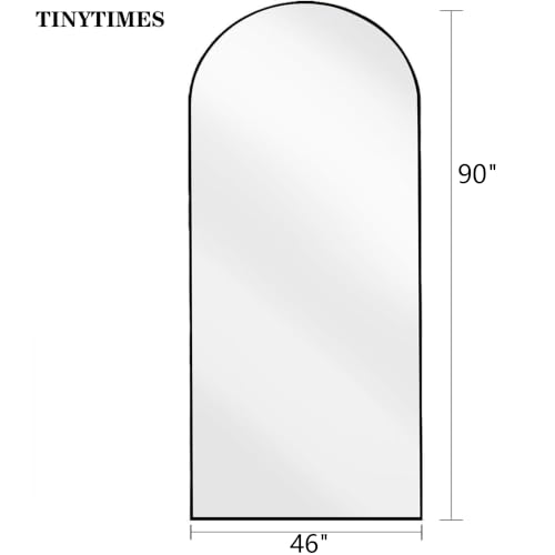 90''x46'' Oversized Full Length Mirrors, Arched Floor Mirror with Stand, Full Body Large Oversized Standing Mirror/Leaning/Hanging Wall Mounted for Living Room, Bedroom, Black - color: Black, size: 90"L x 46"W