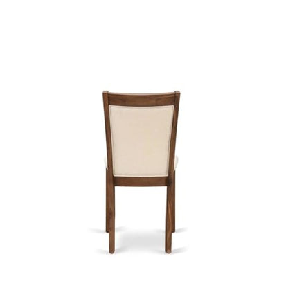 East West Furniture MZCNT32 Monza Parson Chairs - Light Beige Linen Fabric Upholstered Dining Chairs, Set of 2, Antique Walnut - color: Mzcnt32
