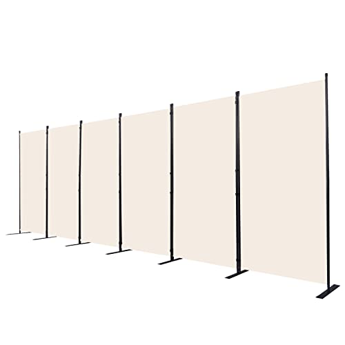 Room Divider, 6 Panel Folding Privacy Screens with Wider Feet, Beige | 204" W X 71" H Room Divider Panel, Stable Frame Structure, Flexible Space Separator, Portable wall divider for Room Partition - color: Beige, size: 34"- 6 Panel