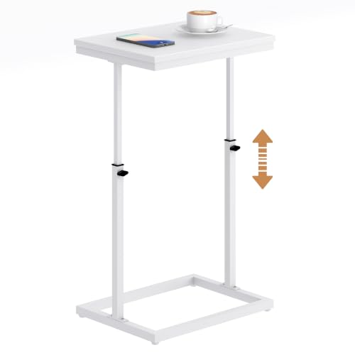 TUTOTAK End Table with Charging Station, Side Table, Tall Couch Table | Sofa Table, for living Room, Bedroom, White TB01BW084 - color: White, size: 1 Pack, style: With Plug