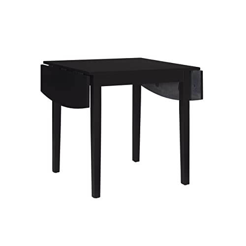 Linon Torino Black Wood 30" Square Drop Leaf Table - 30" X 48" Fully Extended - color: Black