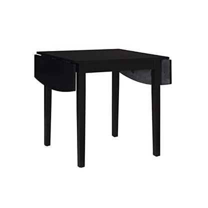 Linon Torino Black Wood 30" Square Drop Leaf Table - 30" X 48" Fully Extended - color: Black