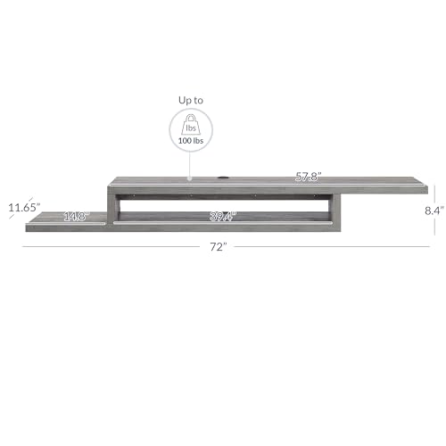 Floating Wall-Mounted TV Console by Belleze - color: Gray Wash, style: Motif