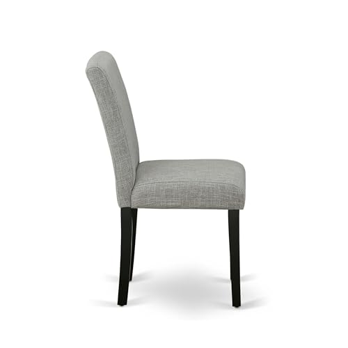East West Furniture ABP1T06 Abbott Parson Dining Room Chairs - Shitake Linen Fabric Upholstered Chairs, Set of 2, Black - color: Abp1t06