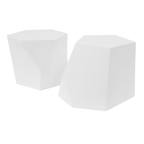 Irregular Nesting Coffee Table Set of 2, Modern Hexagon Side Table, MGO End Table Accent Tables for Living Room Apartment Balcony Office, White - color: 30.25" White