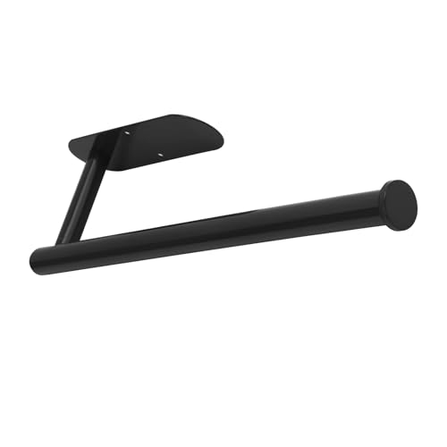 YeeBeny Pink Paper Towel Holder Self Adhesive Drilling for Kitchen Black | Paper Towel Holder As Wall Mount Tissue Rack Dual Install For Under Cabinet Saves Kitchen Counter Space - color: Black