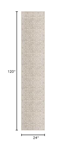 SIILOOM 2x10 Washable Runner Rug Non Slip Soft Area Rug for Hallway Kitchen | Cream/Beige/Yellow/White Soft Spill & Stain Resistant Low Pile Carpet for Entryway - color: Cream/Beige/Yellow/White/Grey, size: 2' x 10' (Runner)