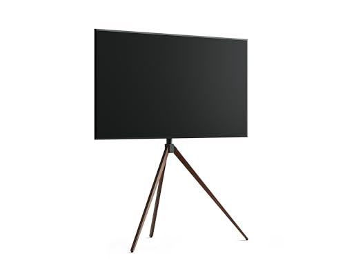FITUEYES Corner TV Stand for 43-65 Inch TVs, Height Adjustable Metal Tripod Easel TV Stand Modern TV Floor Mount with Concealed Storage for Bedroom Living Room, Picasso Series