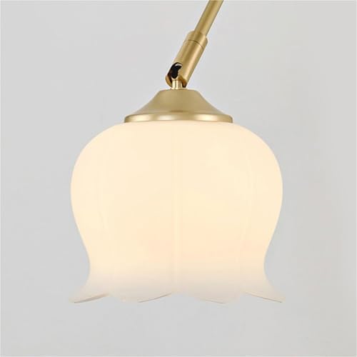 Gold Long Swing arm Iron Wall lamp Background Flower-Shaped Glass Bedside Decorative with E27 Base Suitable for Living Room, Dining, loft and Kitchen Oldsix-66