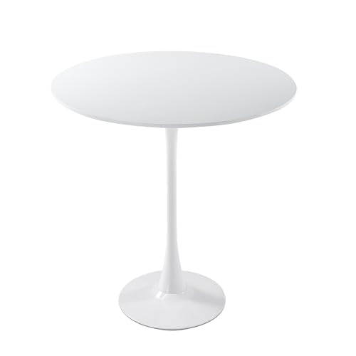 LeisureMod Bristol Collection 35" Round Bar Height Table, Modern MDF Top Pub with White Pedestal Base, Bistro Cocktail Table for Kitchen, Dining Room, Cafe, Restaurant & Home Bar, White - color: White, size: 35" Wide