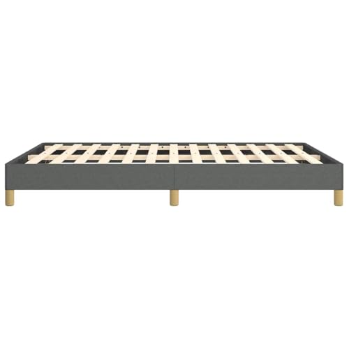 Full Upholstered Bed Frame, Dark Gray Polyester Fabric, Modern Low Profile Design, Durable Engineered Wood, 55.1x76x9.8 cm, Headboard-Free for Bedroom Furniture