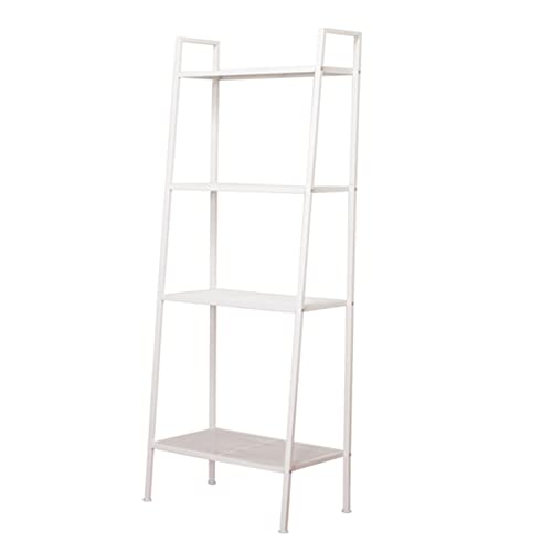 4-Shelf Modern Bookcase, Freestanding Ladder Bookshelf with Industrial Metal Frame for Living Room Bedroom Home Office (White-4 Tier) - color: White-4 Tier