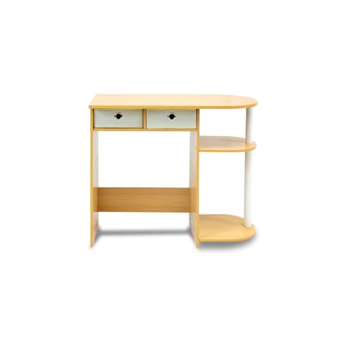 HomeStock Study Table 15.5D x 31.5W x 29.75H Inches Minimalist Compact Desk with Spacious Leg Room for Study or Work Setup Beech/Ivory - color: Beech Ivory