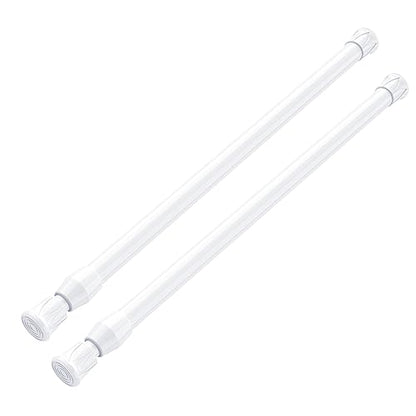 MEXAU White Tension Curtain Rod 16 - 28 inch Spring Tension Rod Curtain Rod Adjustable Spring Rod Extendable Tension Rod for Kitchen, Bathroom, Window, Closet. | Adjustable Curtain Rods No Dilling Extendable Spring Tension Rod Short Curtain Rod for Window