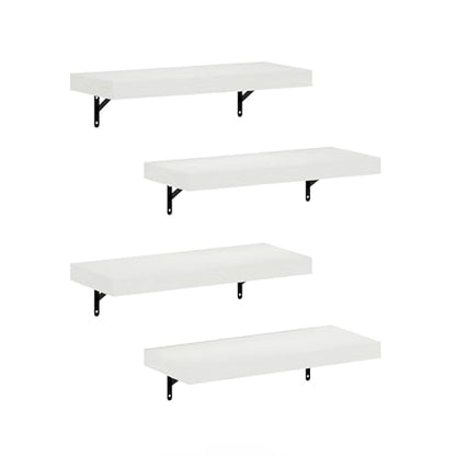 Furinno Tanna Floating Shelves for Wall Set of 4, 22-Inch Wall Shelf, Triple Thick Floating Mounted Shelf, for Bathroom, Home Office, Living Room, White Texture - color: White Texture