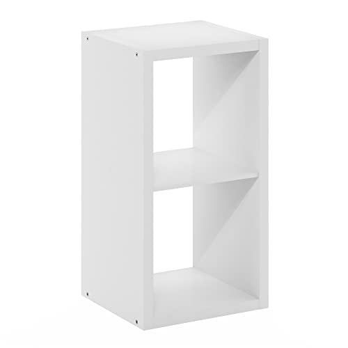 2-Cube Bookshelf, Cubicle Shelf Bookcase with Open Back, Position Reversible Book Shelf, 15 x 16 x 30, for Home Office, Living Room, White - color: White, size: 2 Tier