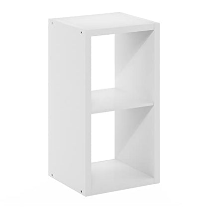 2-Cube Bookshelf, Cubicle Shelf Bookcase with Open Back, Position Reversible Book Shelf, 15 x 16 x 30, for Home Office, Living Room, White - color: White, size: 2 Tier