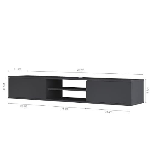 Grey Floating TV Stand Under TV Shelf, Wall Mounted Shelf, Modern Floating Entertainment Center, 71" Large Storage Media Console Wall Unit for Living Room,Bedroom (Gray) - color: Grey
