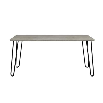 Lavish Home Coffee Table with Hairpin Legs, Gray, 41.25” x 19.5” x 17.75” | Modern Industrial Style Living Room Furniture, Woodgrain-Look and Steel Accent Center Table - color: Gray Woodgrain