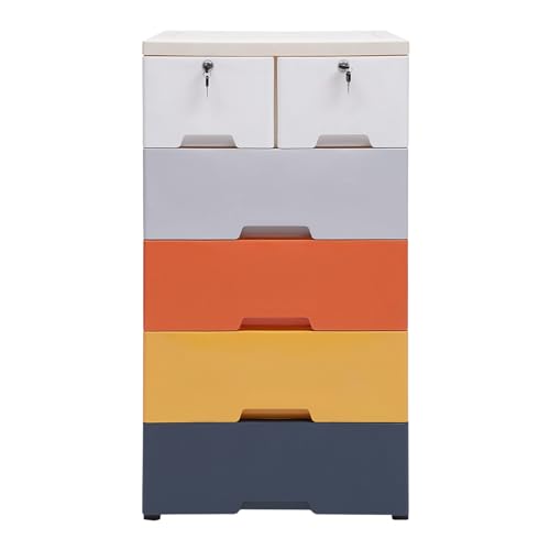 5 Tier Storage Tower with 6 Drawer and 5 Wheels, Storage Organizer Rack, Movable Storage Tall Small Cabinet for Rooms, Sofa, Cabinet (Morandi) - color: Morandi