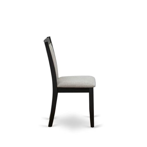 East West Furniture MZC6T06 Monza Parson Chairs - Shitake Linen Fabric Padded Dining Chairs, Set of 2, Wirebrushed Black - color: Mzc6t06